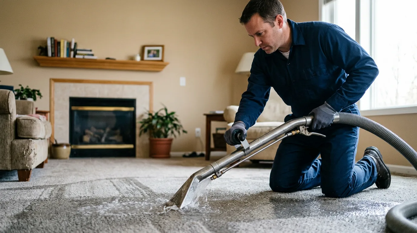 Water damage restoration technician working near Westfield, IA
